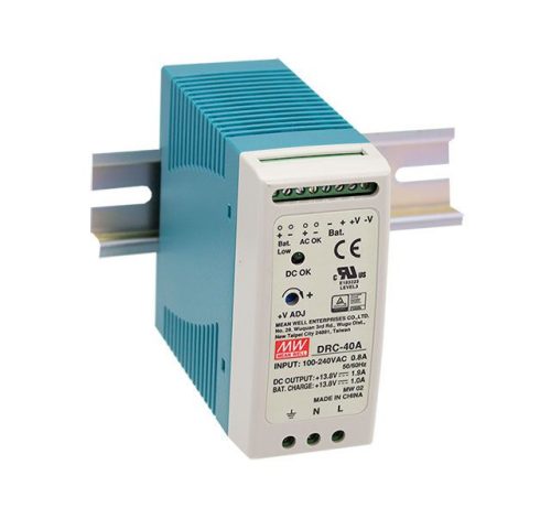 Mean Well DRC-40B, DIN sínes tápegység UPS funkcióval (24V akkumulátorhoz)