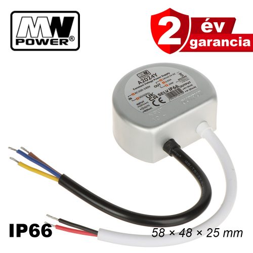 MW Power A2024Y, szerelődobozba rakható LED tápegység, 20W / 24V