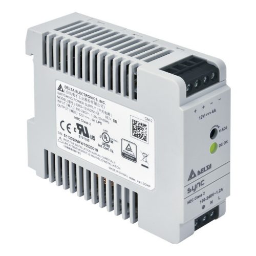 Delta DRS-12V50W1NR, DIN sínre szerelhető tápegység, 48W / 12V / 4A