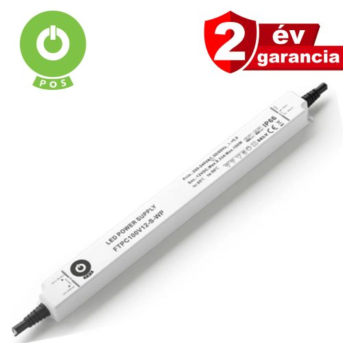 POS Power FTPC100V12-S-WP, slim LED tápegység, 100W / 12V / IP66