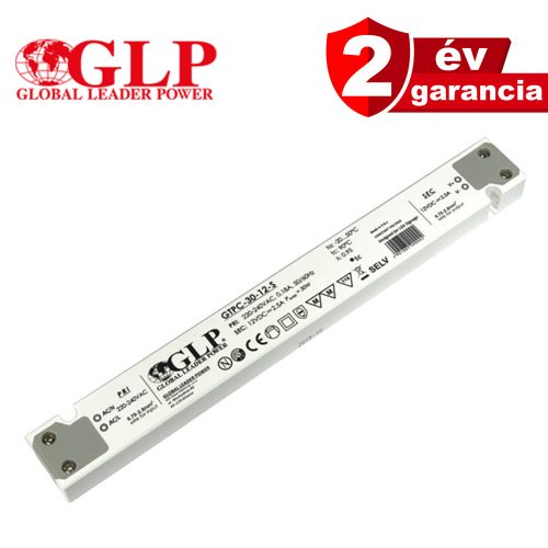 GLP GTPC-30-12-S, slim LED tápegység, 30W / 12V