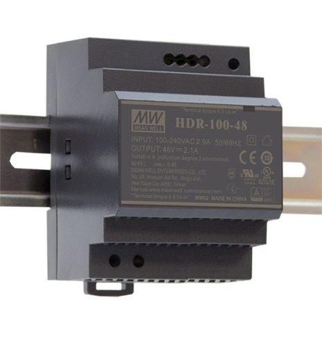 Mean Well HDR-100-12N, DIN sínre szerelhető tápegység, 85W / 12V