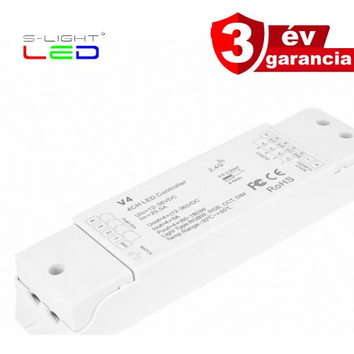 SL-SK V4  RGBW/RGB/CCT 4 csatornás RF vevő LED szalag vezérlésére 4x5A