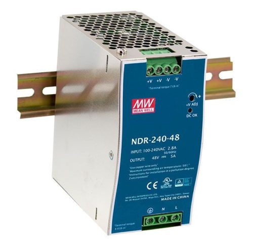 Mean Well NDR-240-24, DIN sínre szerelhető tápegység, 240W / 24V 