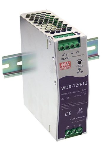 Mean Well WDR-120-24, DIN sínre szerelhető tápegység, 120W / 24V 