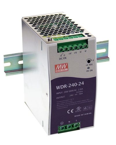 Mean Well WDR-240-24, DIN sínre szerelhető tápegység, 240W / 24V 