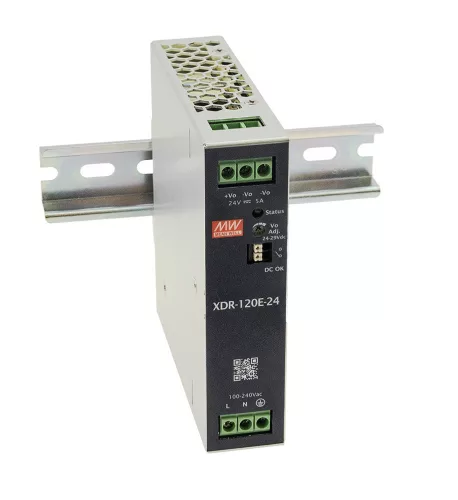 Mean Well XDR-120E-24, DIN sínre szerelhető tápegység, 120W / 24V