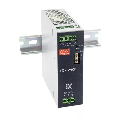 Mean Well XDR-240E-24, DIN sínre szerelhető tápegység, 240W / 24V
